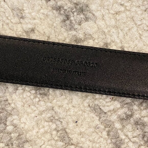 YSL Cassandre Smooth Leather Belt in Black Size 85